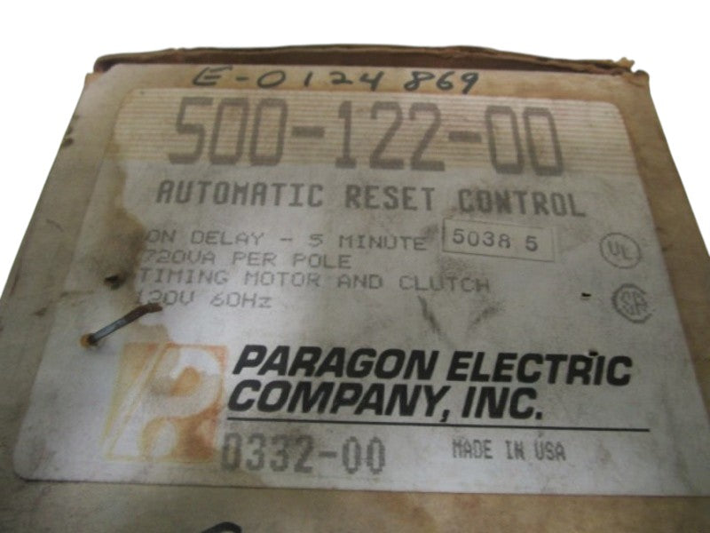 PARAGON 500-122-00 AUTOMATIC RESET CONTROL 5 MIN NSMP