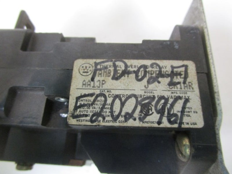 WESTINGHOUSE THERMAL OVERLOAD RELAY AA13P-J UNMP
