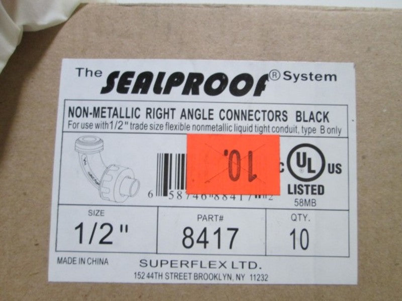 LOT OF 4 THE SEAL PROOF RIGHT ANGLE CONNECTORS (BLACK) 1/2" 8417 NSMP