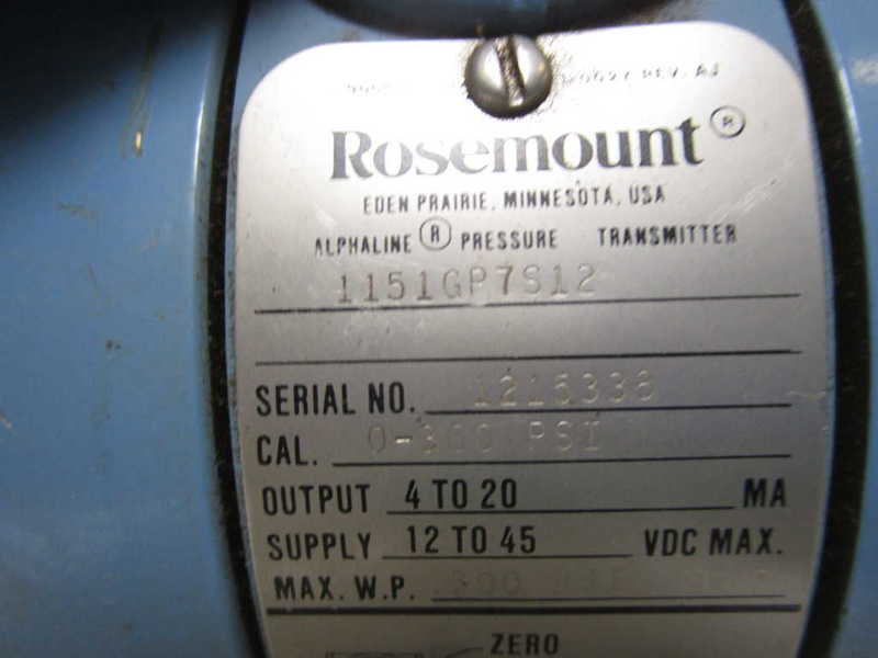 ROSEMOUNT 1151GP7S12 PRESSURE TRANSMITTER  UNMP