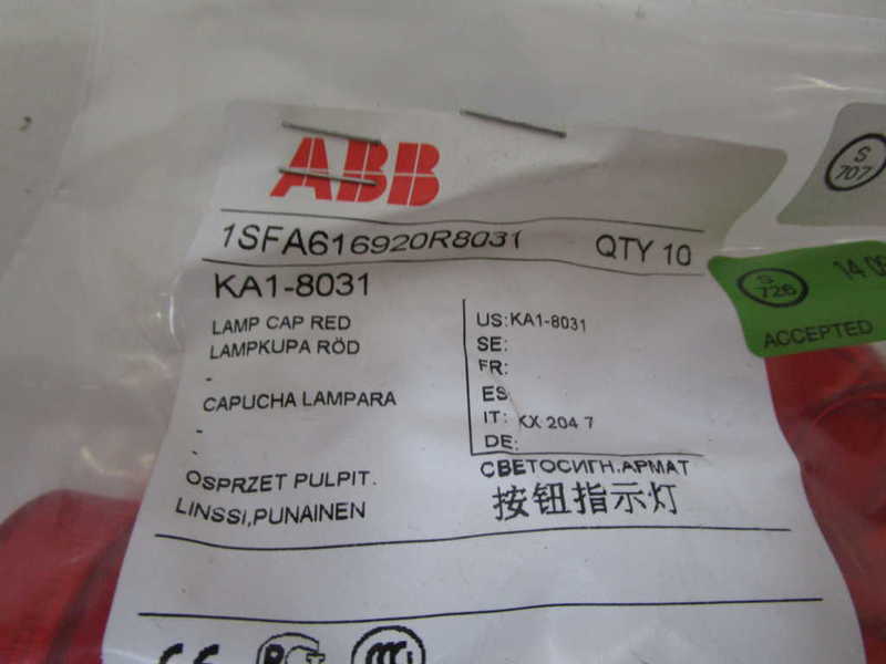 LOT OF 10 ABB LAMP CAP RED KA1-8031 NSMP