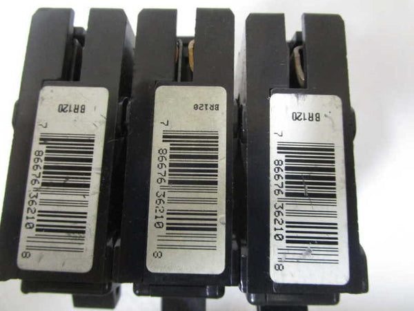 LOT OF 3 CUTLER HAMMER 20AMP CIRCUIT BREAKER BR120 NSNP