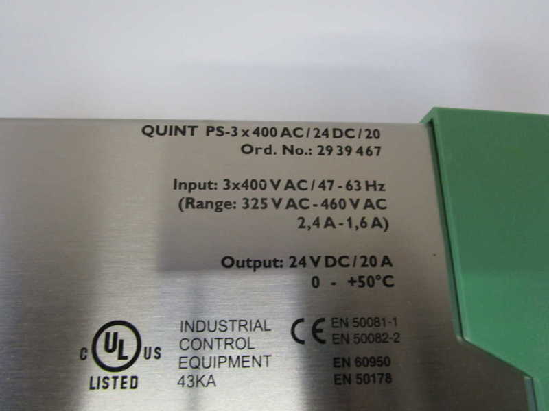 PHOENIX CONTACT POWER SUPPLY QUINT-PS3X400AC/24DC/20 NSMP