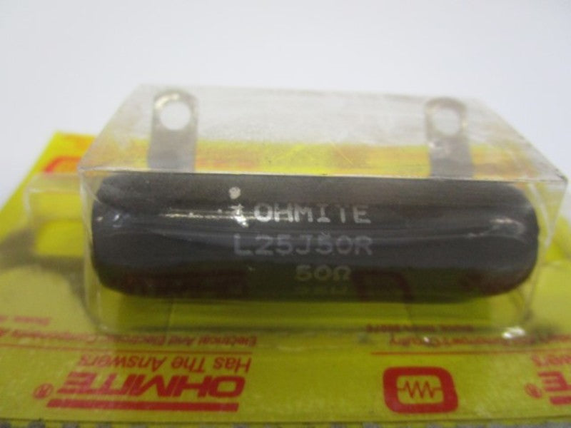 LOT OF 3 OHMITE 50OHMS RESISTOR L25J50R ORIGINAL PACKAGE