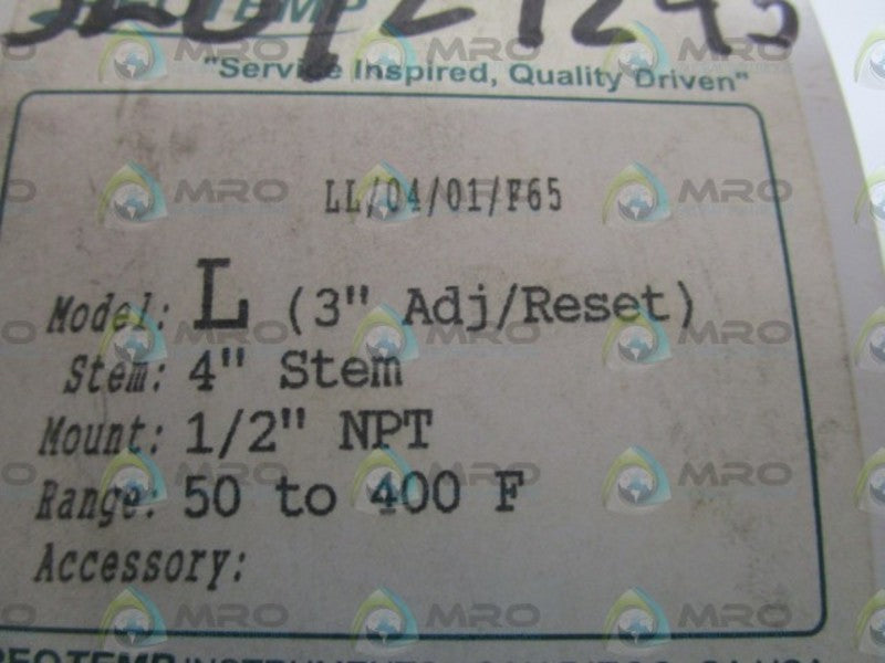 REOTEMP THERMOMETER 50 TO 400F LL/04/01/F65 NSMP