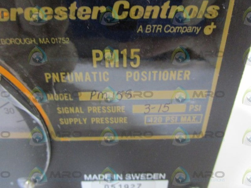 WORCESTER CONTROLS PNEUMATIC POSITIONER PM15S NSNP