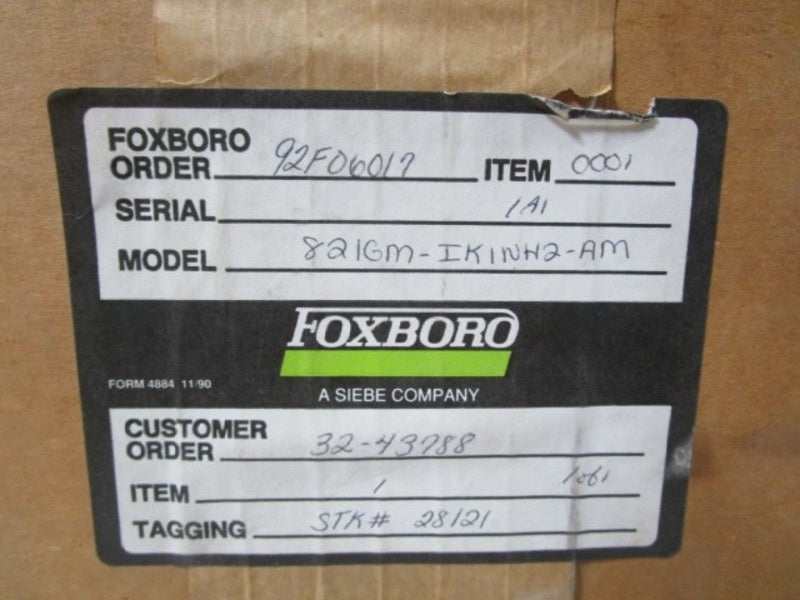FOXBORO ELECTRONIC TRANSMITTER 821GM-IK1NH2-AM NSMP