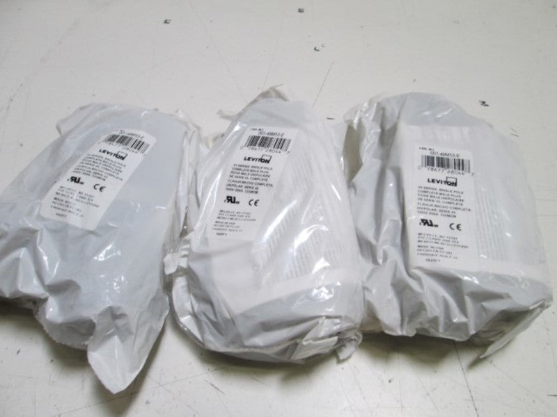 LOT OF 3 LEVITON MALE PLUG 001-49M53-E (BLACK) NSMP