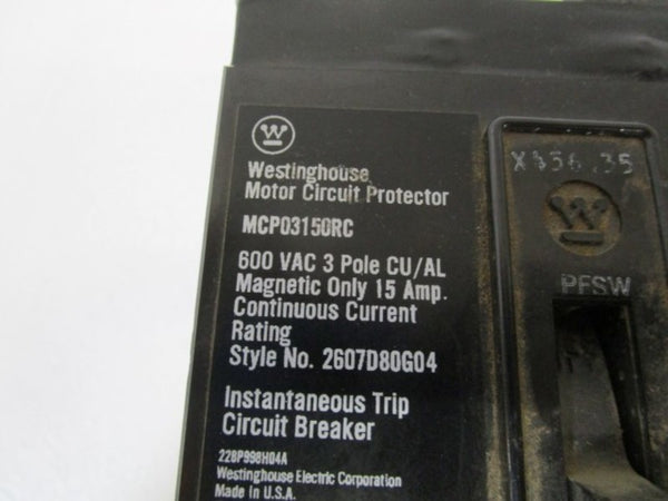 WESTINGHOUSE CIRCUIT BREAKER MCP03150RC UNMP