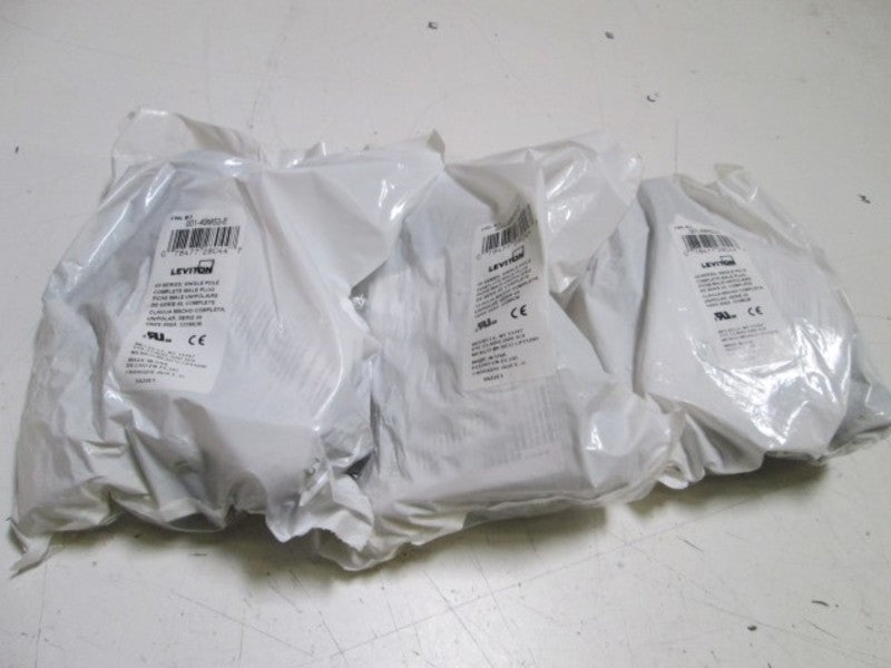 LOT OF 3 LEVITON MALE PLUG 001-49M53-E (BLACK- BOX AS PICTURED) NSMP