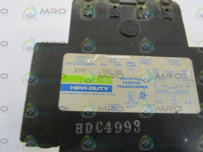 HEVI-DUTY CONTROL TRANSFORMER E550 (AS PICTURED) UNMP