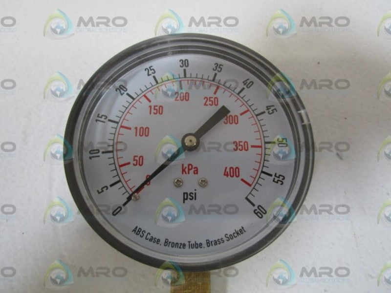 GRAINGER 4FLX7 PRESSURE GAUGE 3-1/2"  0-60 PSI NSMP