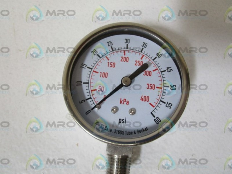 GRAINGER 4FMN2 PRESSURE GAUGE 2-1/2" 0-60 PSI NSMP