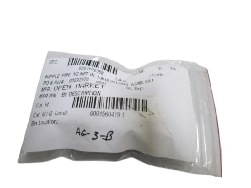 OPEN MARKET NIPPLE PIPE 1/2 NPT IN 1-9/16 IN LONG NSNP