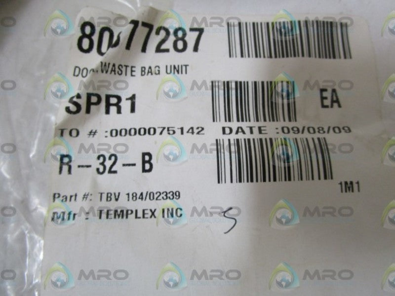 LOT OF 5 TEMPLEX INC. DOOR WASTE BAG UNIT TBV 184/02339 NSNP