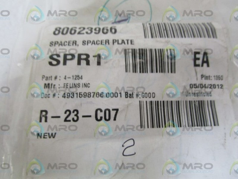 LOT OF 2 FELIN INC. SPACER PLATE 4-1254 NSNP