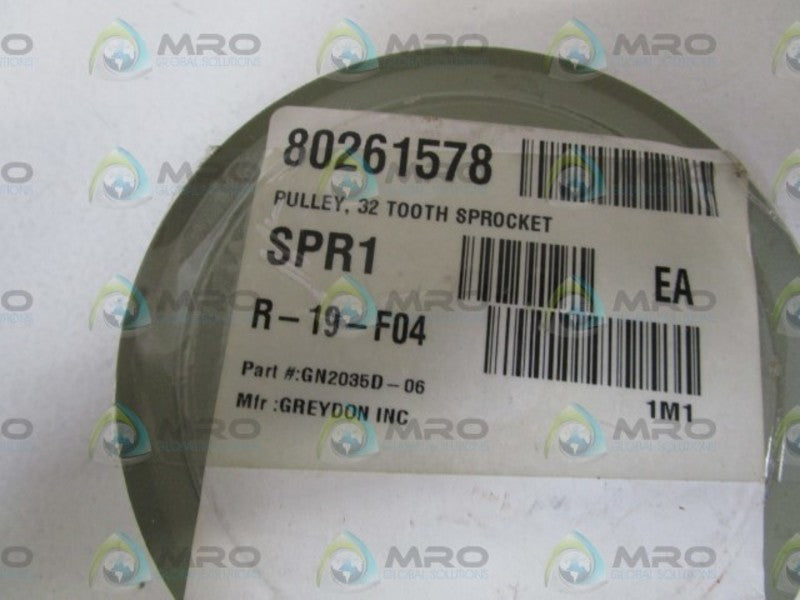 GREYDON INC. 32 TOOTH SPROCKET PULLEY GN2035D-06 NSNP