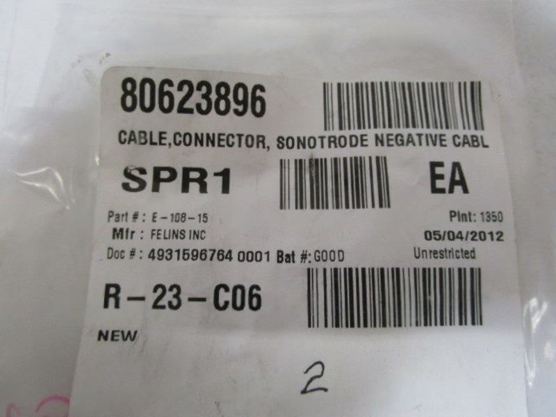 LOT OF 2 FELINS INC. CABLE CONNECTOR E-108-15 NSNP