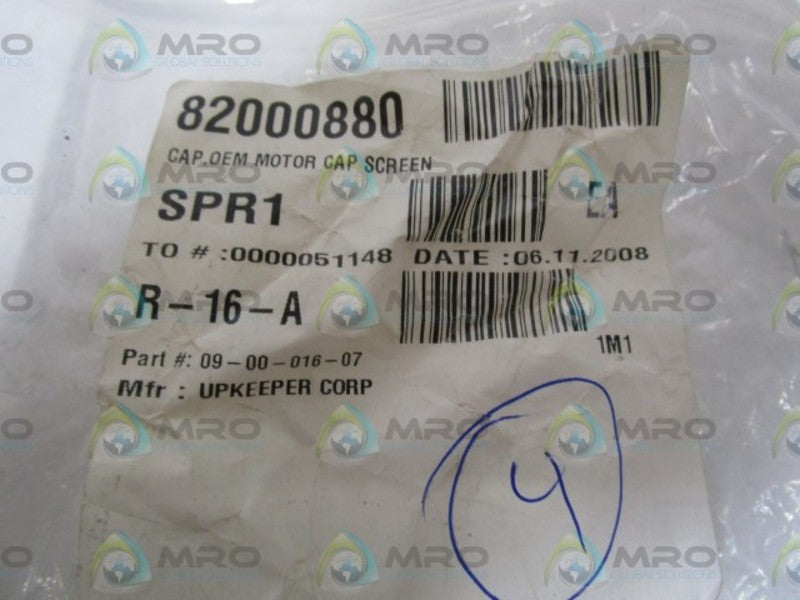 LOT OF 4 UPKEEPER CORP. OEM MOTOR CAP SCREEN 09-00-016-07 NSNP OUT O BOX