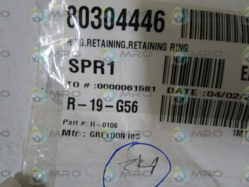 LOT OF 24 GREYDON INC. RETAINING RING H-0106 NSNP