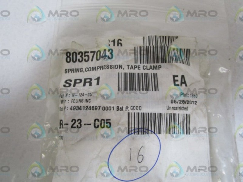 LOT OF 16 FELINS INC. COMPRESSION SPRING N-1245-05 NSNP