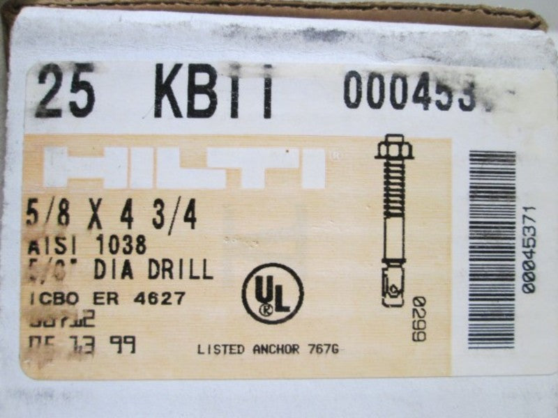 LOT OF 7 HILTI  5/6" DIA DRILL 5/8 X 4 3/4  KBII NSMP