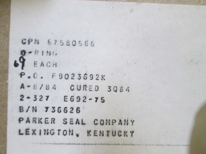 LOT OF 60 PARKER SEAL COMPANY O-RING CPN 67580566 NSMP