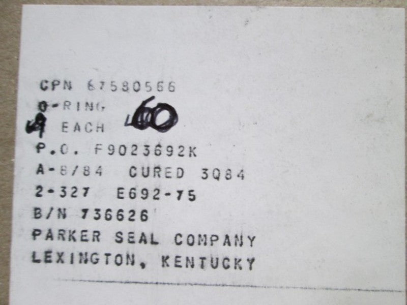 LOT OF 60 PARKER SEAL COMPANY O-RING CPN 67580566 NSMP