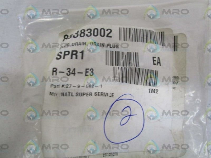 LOT OF 2 NATL SUPER SERVICE DRAIN PLUG 27-9-562-1 NSNP