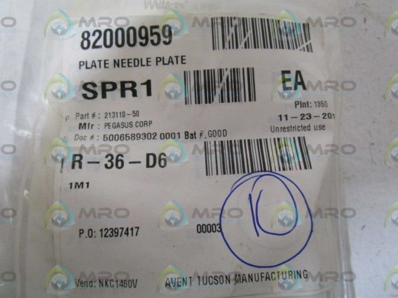 LOT OF 10 PEGASUS CORP. NEEDLE PLATE 213110-50 NSNP