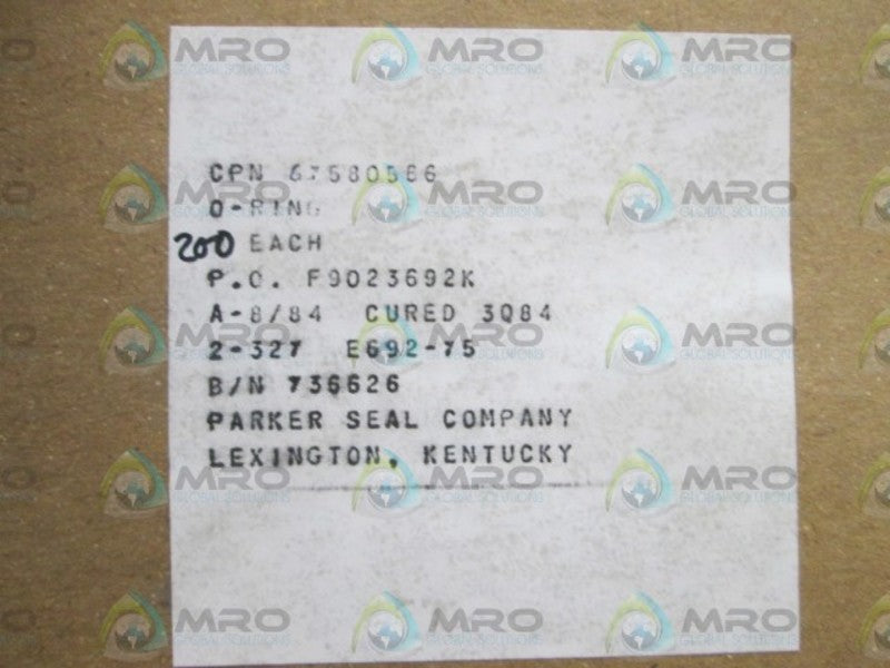 LOT OF 200 PARKE SEAL COMPANY O-RING CPN 67580566 NSMP