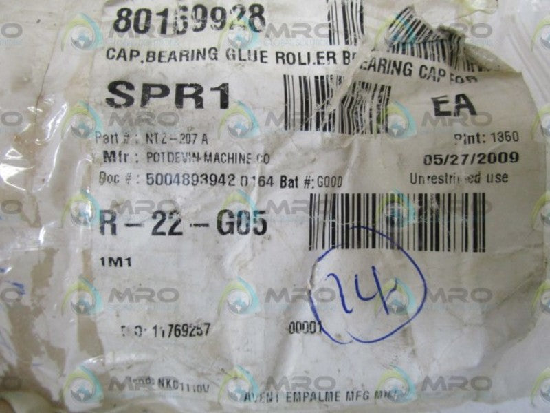 LOT OF 14 POTDEVIN MACH CO. GLUE ROLLER BEARING CAP NTZ-207A NSNP