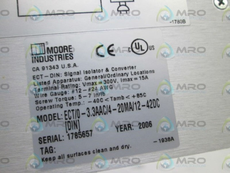 MOORE ECT/0-3.3AAC/4-20MA/12-42DC [DIN] ISOLATOR CONVERTER NSNP