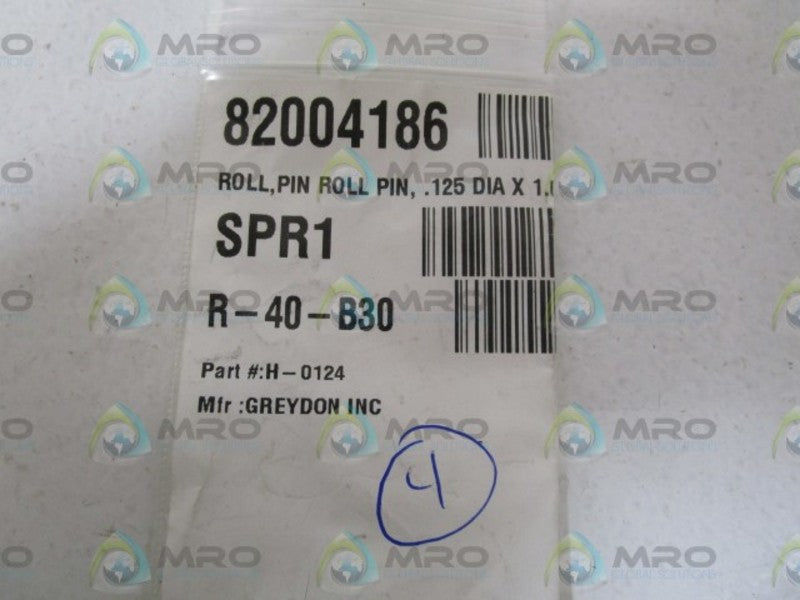 LOT OF 4 GREYDON INC. .125X1.00 ROLL PIN  H-0124 NSNP