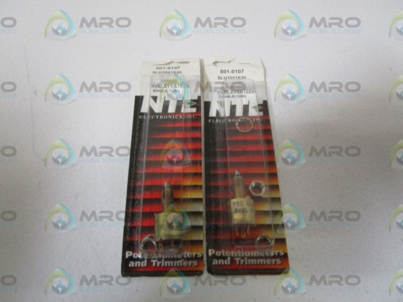 LOT OF 2 NTE POTENTIOMETER/TRIMMERS 501-0107 NSNP ORIGINAL PACKAGE