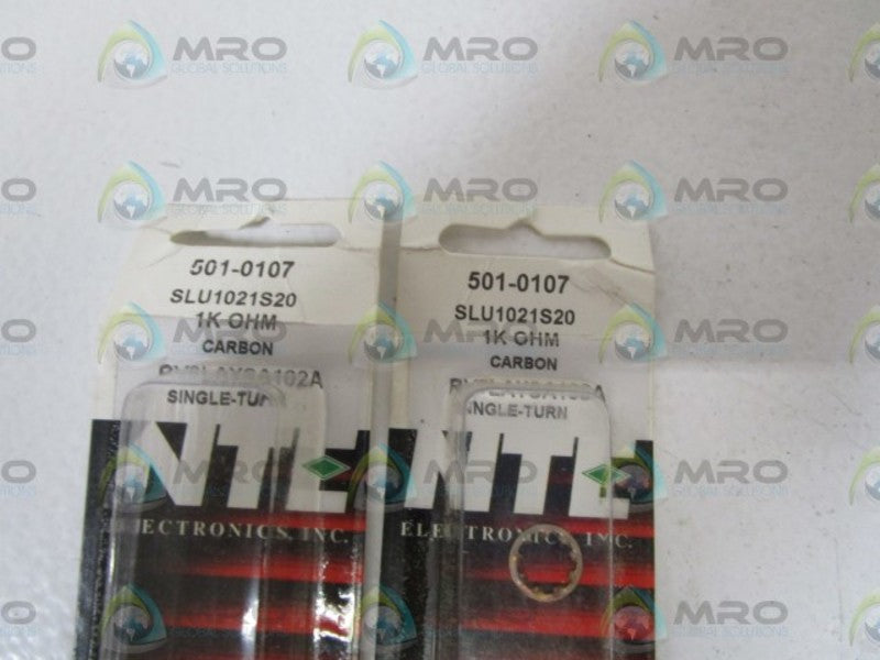 LOT OF 2 NTE POTENTIOMETER/TRIMMERS 501-0107 NSNP ORIGINAL PACKAGE