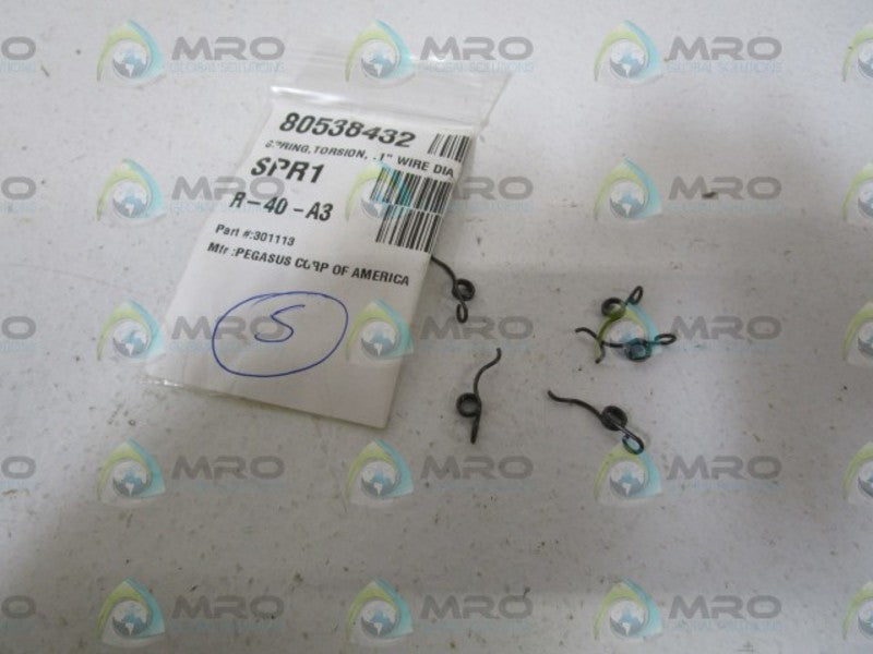 LOT OF 5 PEGASUS CORP. TORSION SPRING 301113 NSNP