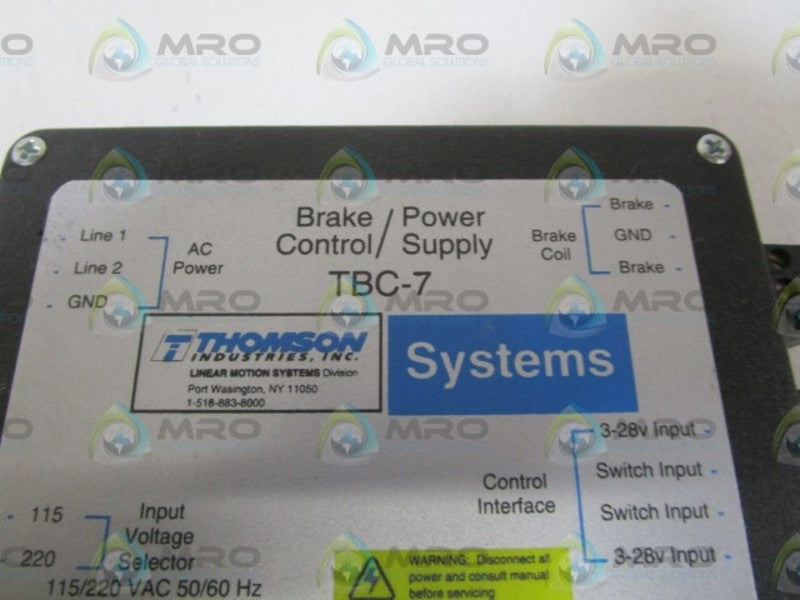 THOMSON BRAKE CONTROL/POWER SUPPLY TBC-7 NSMP