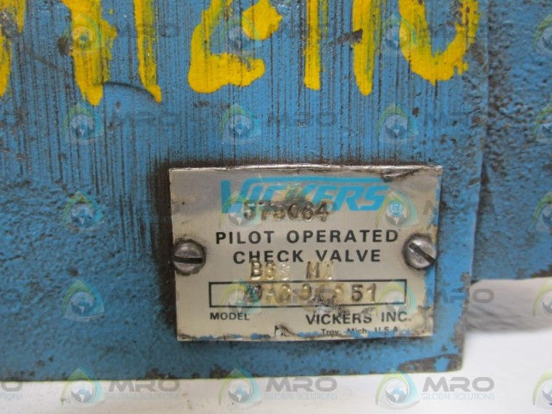 VICKERS PILOT OPERATED CHECK VALVE DGPC 01B 51 UNMP
