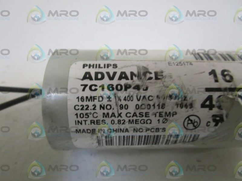 PHILIPS ADVANCE CAPACITOR 7C160P40 NSNP