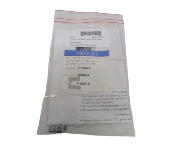 MILLIPORE CORP. PNEUMATIC PUSH IN FITTING 25909WA NSMP