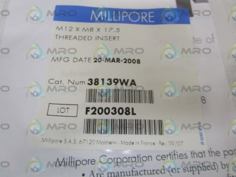 MILLIPORE CORP. THREADED INSERT 38139WA NSMP