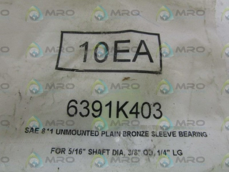 LOT OF 10 SLEEVES BEARING 6391K403 NSNP IN BAG
