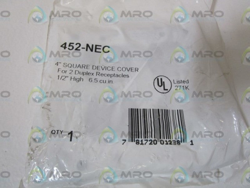 LOT OF 5 BOWERS 4" SQUARE DEVICE COVER 452-NEC NSMP