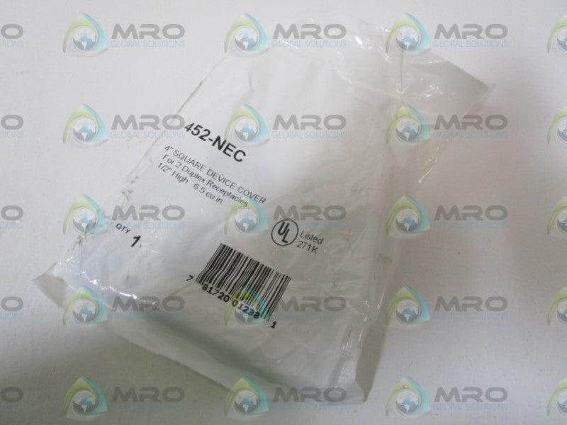 LOT OF 5 BOWERS 4" SQUARE DEVICE COVER 452-NEC NSMP