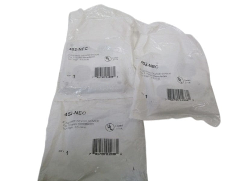 LOT OF 3 BOWERS 4" SQUARE DEVICE COVER 452-NEC NSMP