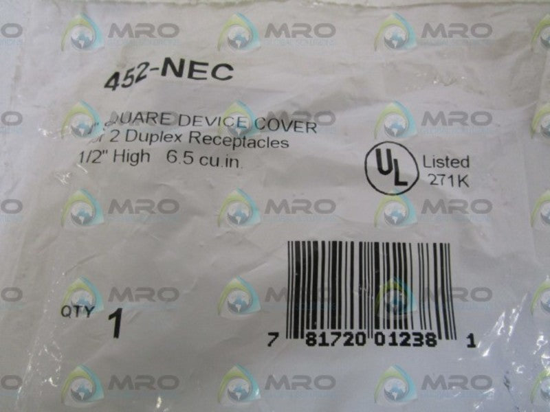 LOT OF 3 BOWERS 4" SQUARE DEVICE COVER 452-NEC NSMP