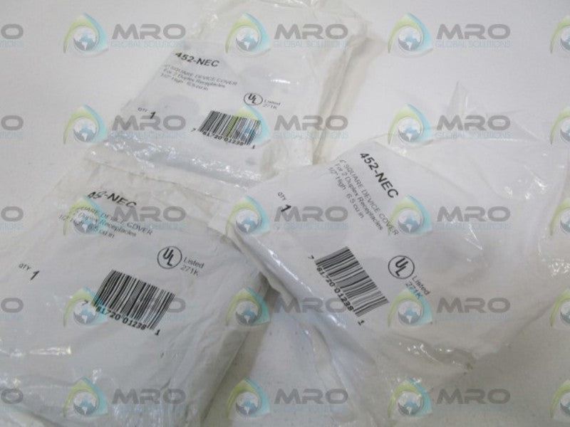 LOT OF 3 BOWERS 4" SQUARE DEVICE COVER 452-NEC NSMP