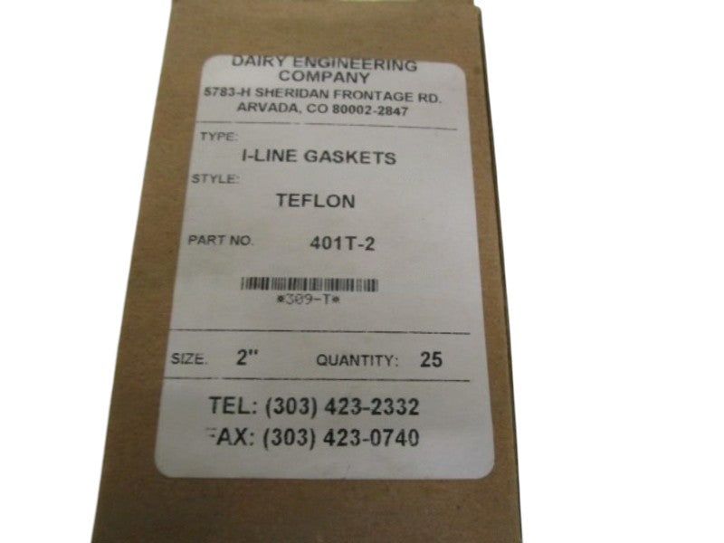 LOT OF 25 DAIRY ENGINEERING CO. 2" I-LINE GASKETS 401T-2 NSMP