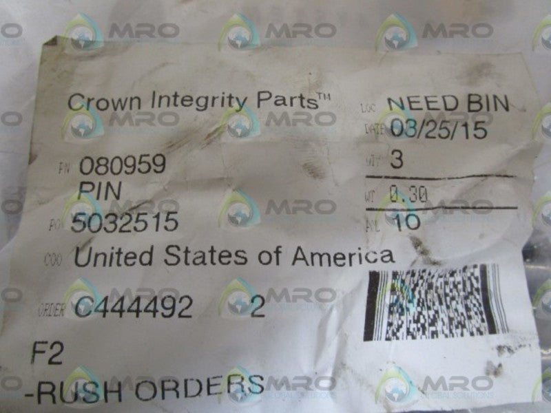 LOT OF 3 CROWN PIN 080959 NSMP